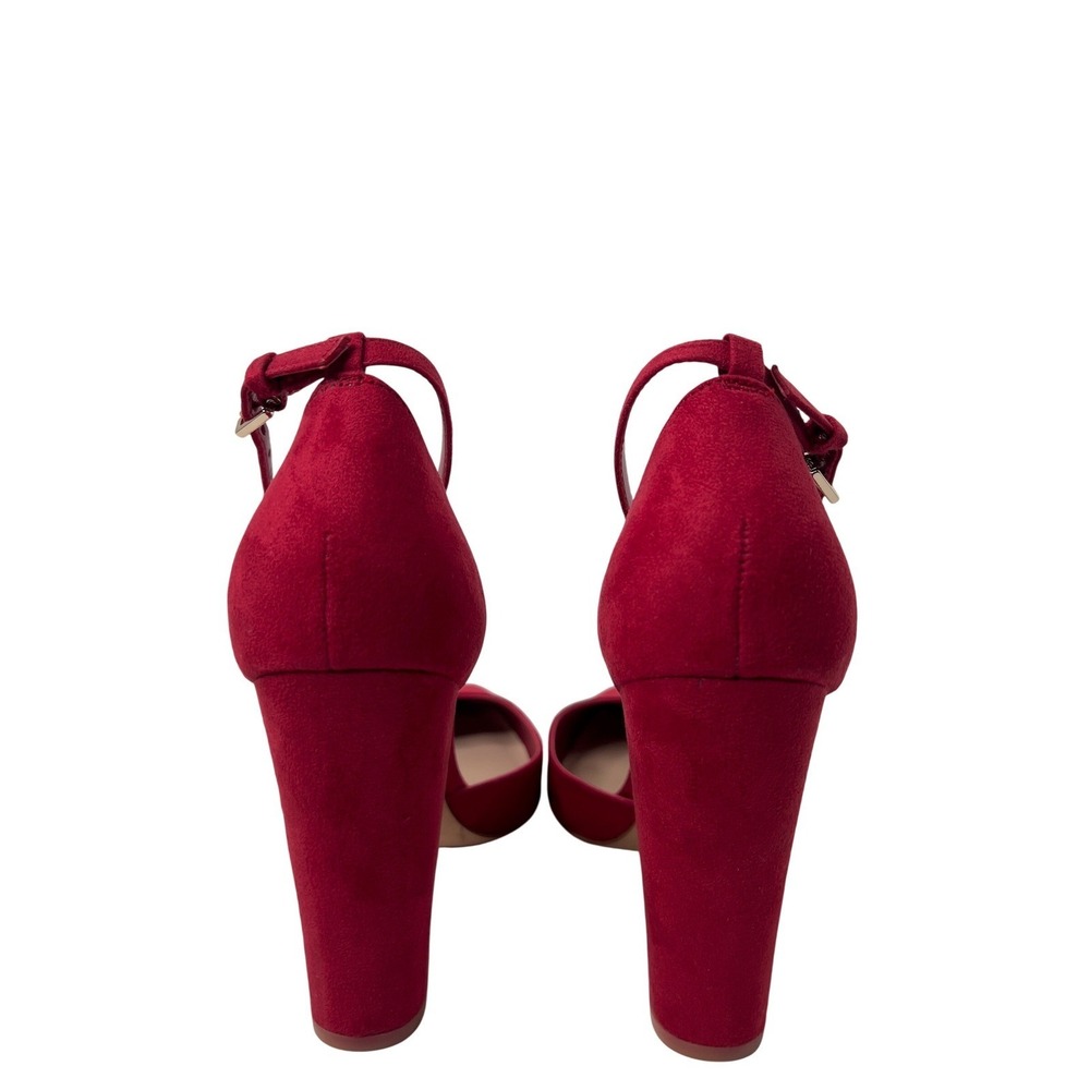 ALDO Women Red Suede Ankle Strap Block Heel Pointed Toe Pumps Size 6 - Picture 5 of 16